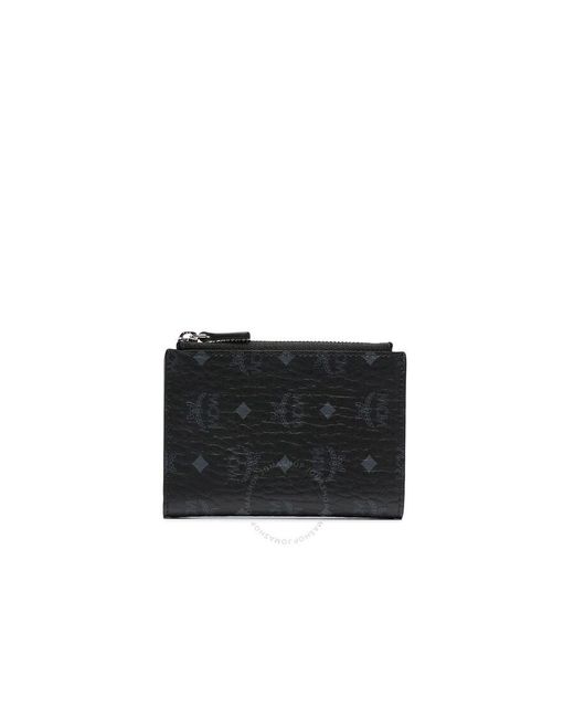MCM Black Bifold Zip Card Wallet for men