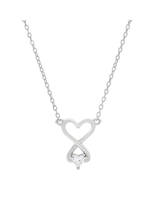 Kylie Harper Metallic Sterling Cz Infinity Love Heart Necklace