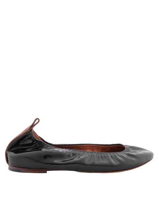 Lanvin Black Patent Leather Ballerina Flats, Brand Size 35 Us