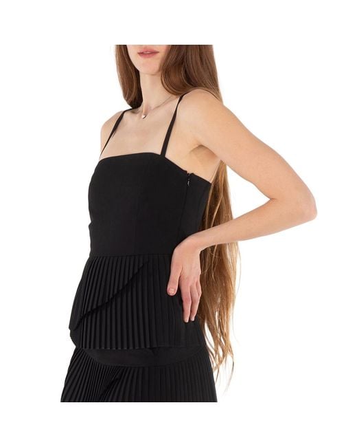 MM6 by Maison Margiela Black Sleeveless Pleated Peplum Top