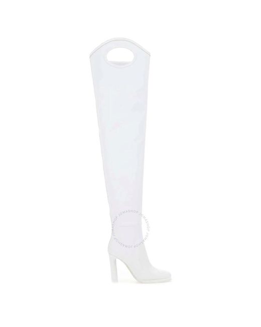 Burberry White Shoreditch Porthole Detail Over-the-knee Boots
