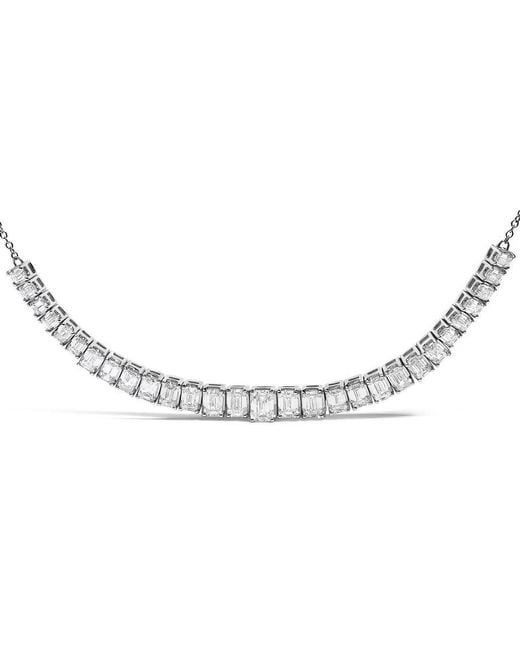 Haus of Brilliance Metallic 14K Lab Grown Diamond 5.0 Cttw Emerald Cut Station Necklace