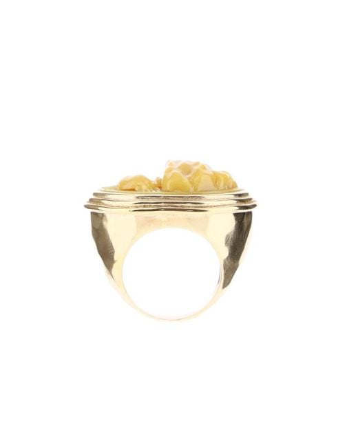 Bottega Veneta Metallic Carved Bone Ring