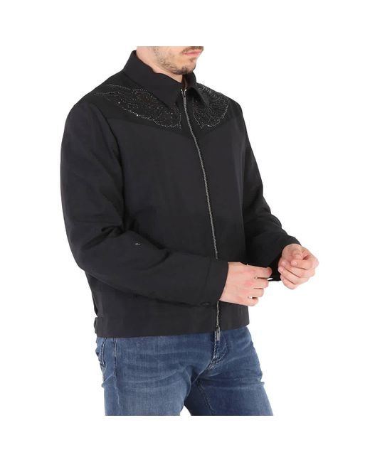 Roberto Cavalli Black Wool Mohair Bomber Jacket for men