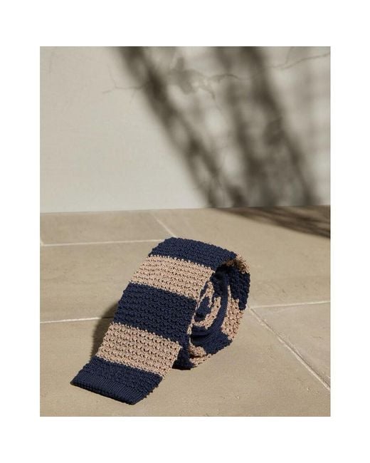 Brunello Cucinelli Blue And Striped Knit Tie, One Size for men