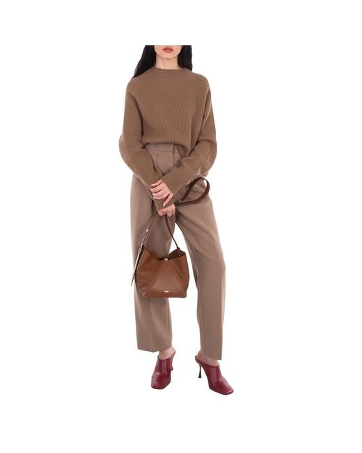 Max Mara Brown Deer-Print Leather Small Bucket Bag