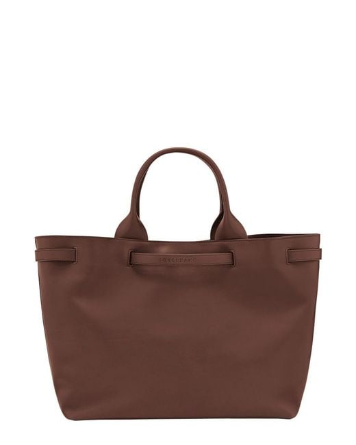 Longchamp Brown Tote Bag Le Smart Leather