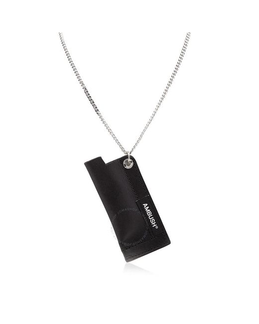 Ambush Black Er Leather Lighter Case Necklace for men