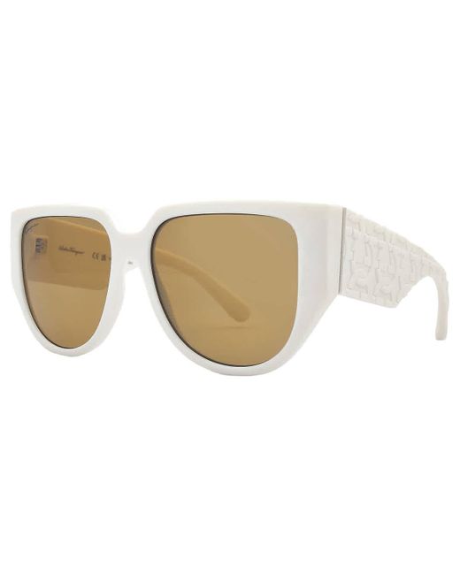 Ferragamo White Amber Browline Sunglasses Sf1088se 103 57