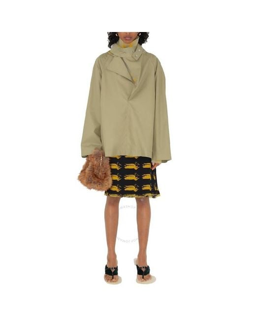 Burberry Green Cotton Jacket With Puttee Collar, Brand Size 2 (Us
