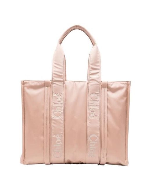 Chloé Pink Woody Logo Large Tote for men