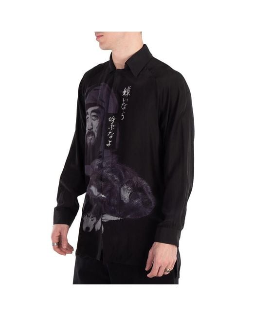 Yohji Yamamoto Black Oversized Silk Shirt for men