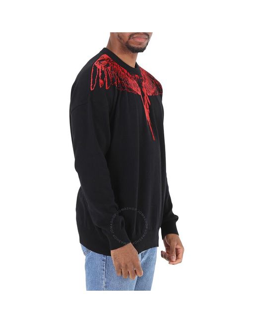 Marcelo Burlon Black Red Icon Wings Sweater for men