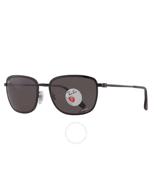 Ray-Ban Brown Chromance Polarized Grey Square Sunglasses Rb3705 002/k8 57