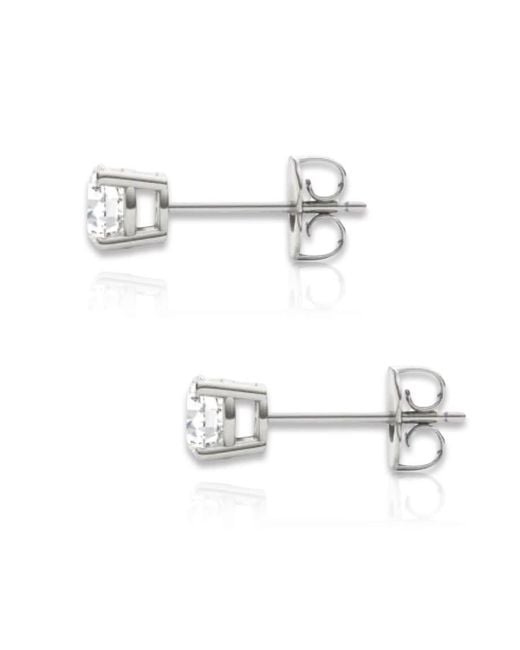 Tresorra White 14K Round Cut Earth Mined Diamond Stud Earrings