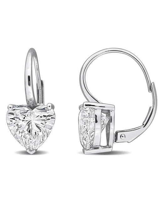 Created Forever Metallic 4Ct Tw Lab-Grown Diamond Heart Leverback Earrings