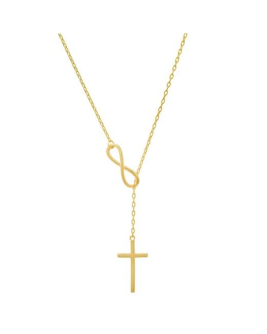 Kylie Harper Metallic 14K Over Infinity Cross Lariat Y Necklace