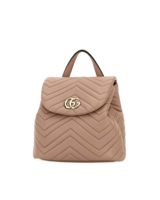 Gucci Brown Leather Mini Gg Marmont Backpack Cameoxdafne Zaini for men