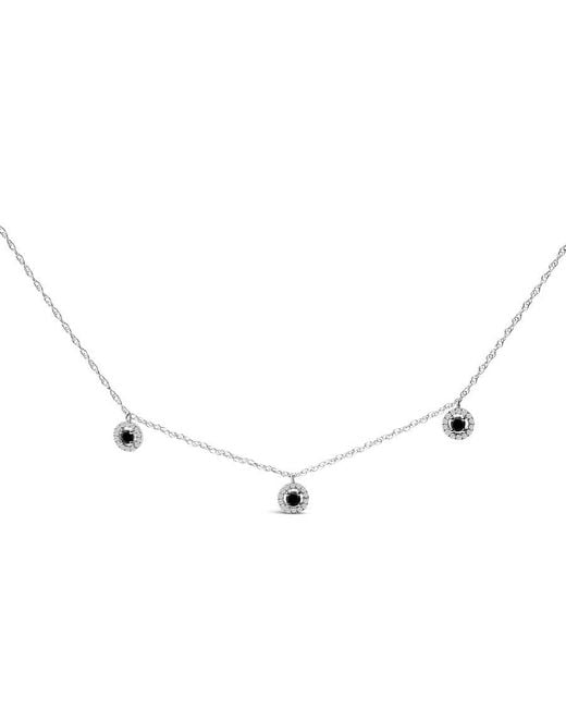 Haus of Brilliance Metallic 925 Sterling 5/8 Cttw Diamond 3 Station With Halo Necklace for men