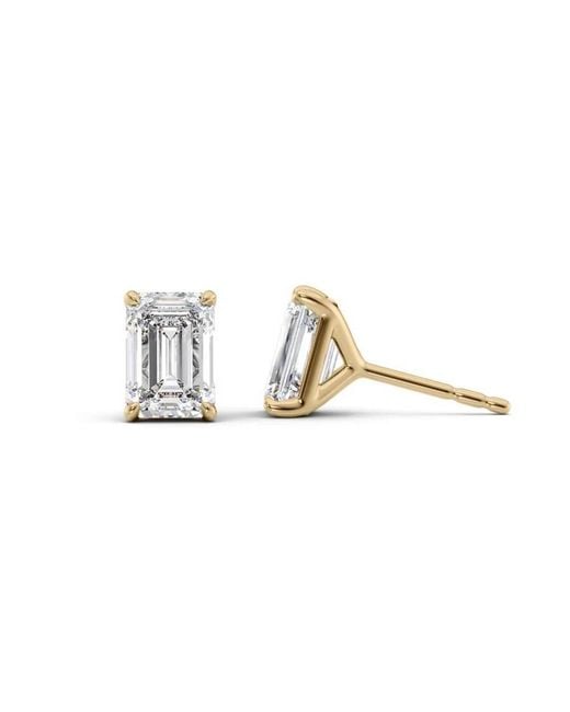 Tresorra Metallic 14K 4 Ctw Emerald Cut Lab-Grown Diamond Igi Certified Stud Earrings