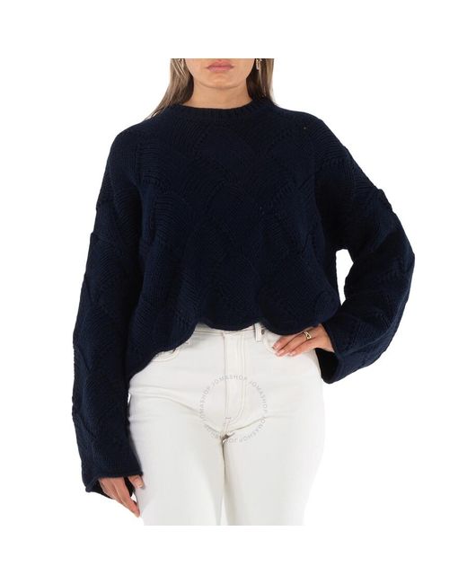 J.W. Anderson Blue Cropped Weave Knitted Jumper