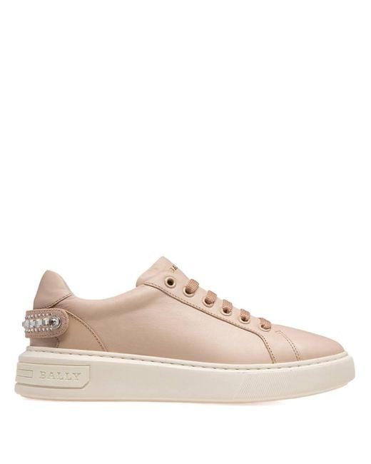 Bally Pink Malya Leather Low-Top Sneakers, Brand Size 40 Us