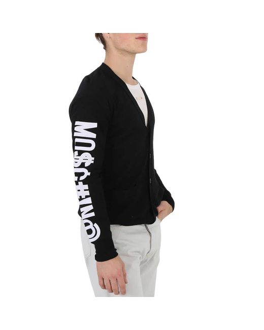 Moschino Black Logo-jacquard Cotton Cardigan for men