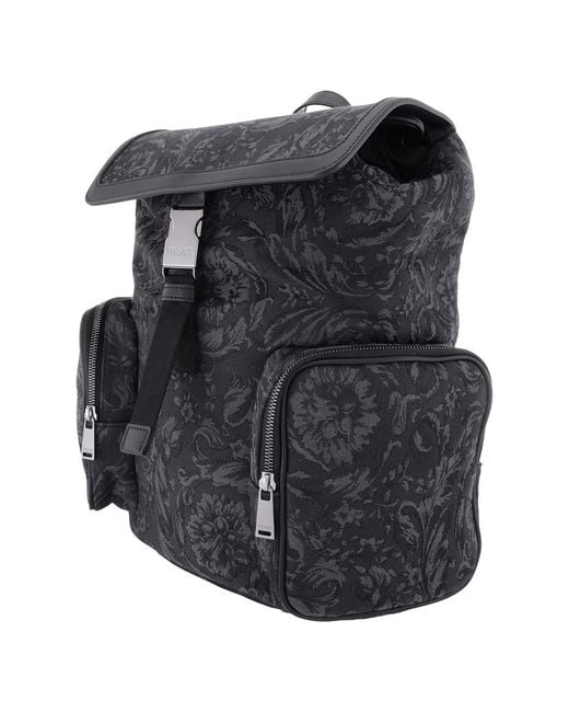 Versace Black Barocco Backpack for men