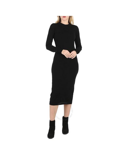 Moschino Black Fitted Knitted Midi Dress