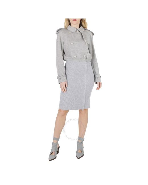 Burberry Gray Melange Technical Wool Reconstructed Trench Coat