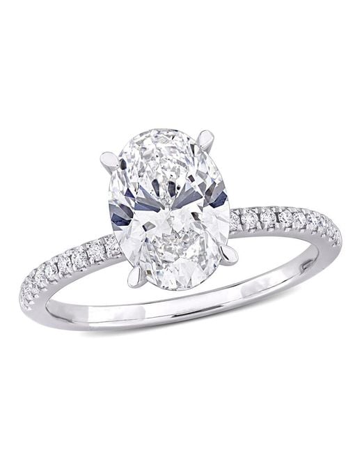 Created Forever White 2 1/6Ct Tw Oval And Round-Cut Lab-Grown Diamond Solitaire Engagement Ring