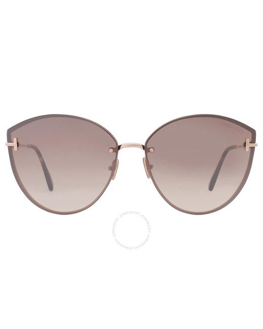 Tom Ford Evangeline Brown Mirror Cat Eye Sunglasses Ft1106 28g 63