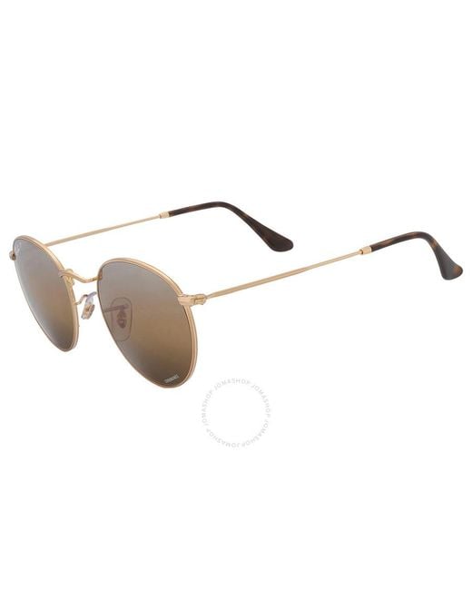 Ray-Ban Metallic Round Metal Chromance Silver/brown Sunglasses Rb3447 001/g5 50 for men