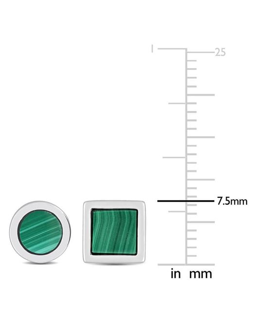 Amour Green 2-Piece Set 1 5/8Ct Tgw Malachite Square And Round Stud Earrings for men