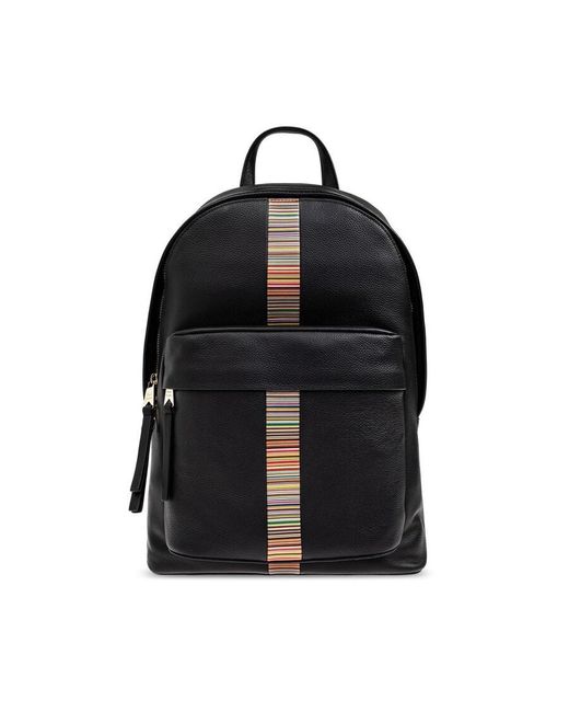 Paul Smith Black Leather Backpack for men