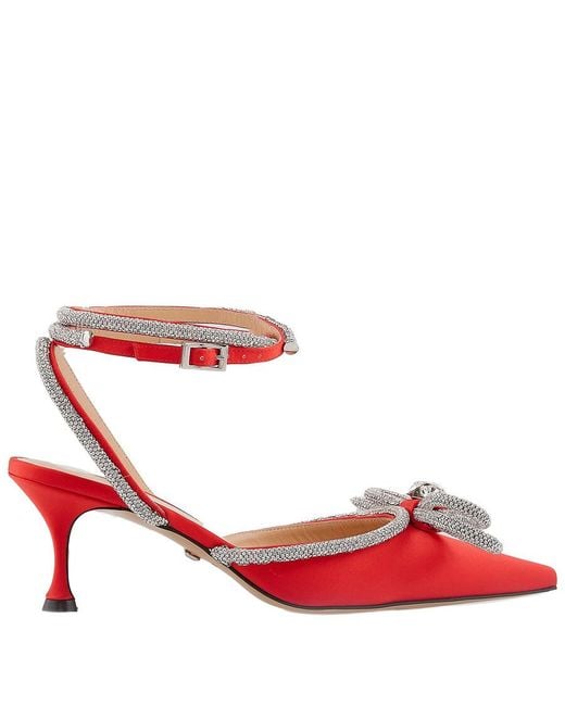 Mach & Mach Red Double Bow Pointed-Toe Pumps