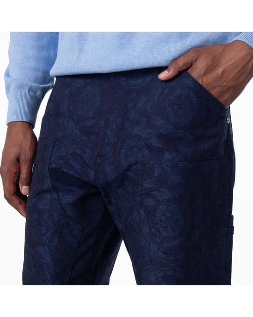 Versace Blue Barocco Cotton-Canvas Carpenter Pants, Brand Size 46 Us for men