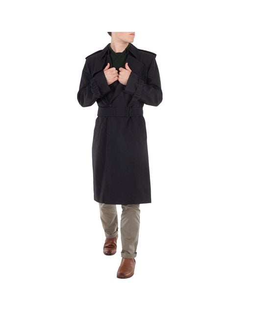 Burberry Black Double-Breasted Silk-Blend Trench Coat, Brand Size 46 (Us for men