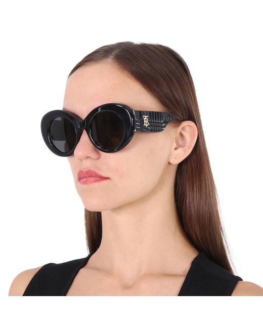 Burberry Black Margot Dark Grey Oval Sunglasses Be4370u 300187 49