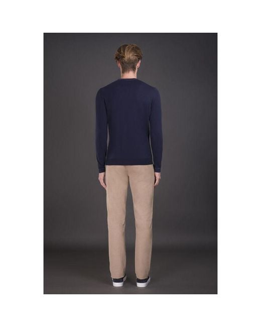 Moorer Blue Slim Fit Sweater for men