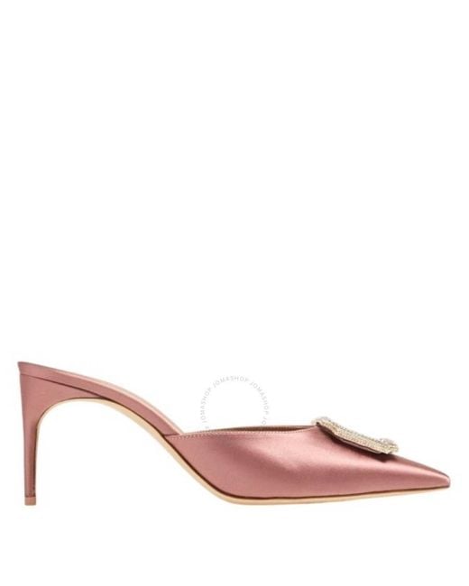 Malone Souliers Pink Mona 70 Satin Mules, Brand Size 37 Us
