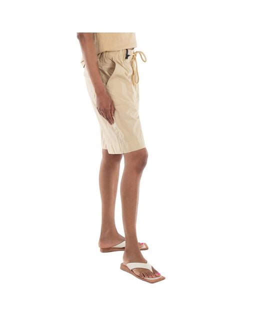 Moncler Natural Logo-Patch Drawstring Shorts, Brand Size 40 (Us