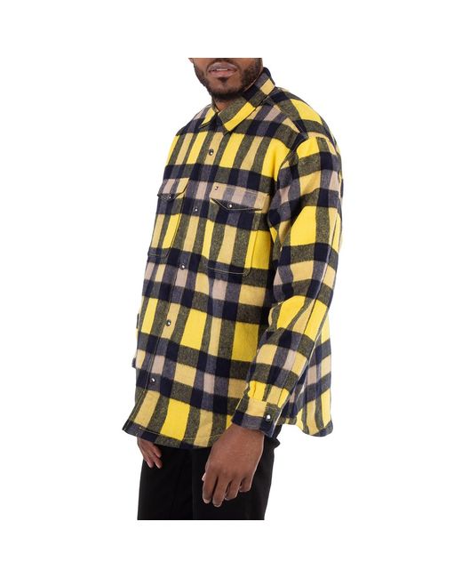 Tommy Hilfiger Yellow Wool Blend Checked Overshirt for men