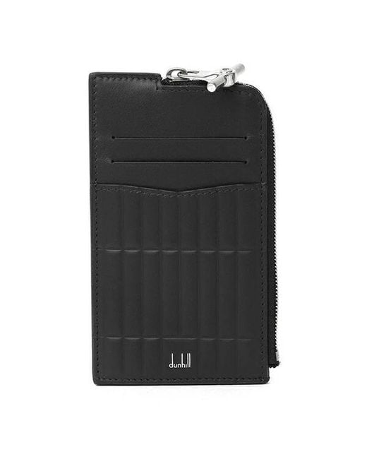 Dunhill Black Rollagas Leather Zip Card Case for men