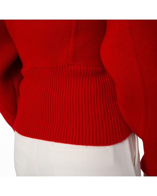 Ferragamo Red Puffed Sleeve Wool Cashmere Sweater