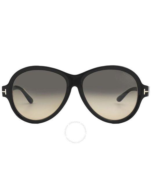 Tom Ford Black Camryn Smoke Gradient Oval Sunglasses Ft1033 01b 59