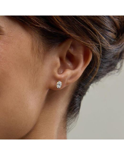Brilliant Diamond Metallic 14K Igi Certified 1 Carat Oval Cut Lab Grown Diamond Stud Earrings For Vs Clarity, E-F Color