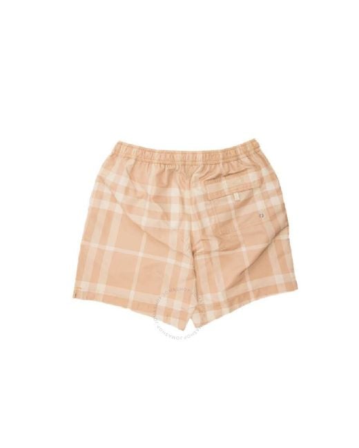 Burberry Natural Martin Check Print Drwastring Swim Shorts for men