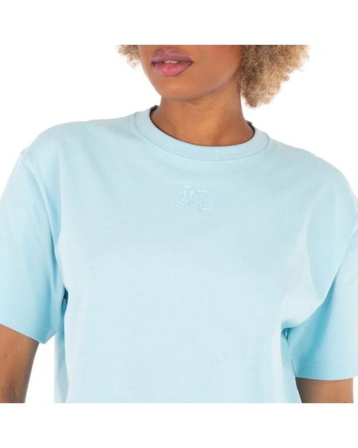 Burberry Blue Carrick Ekd Print Cotton Oversized T-Shirt