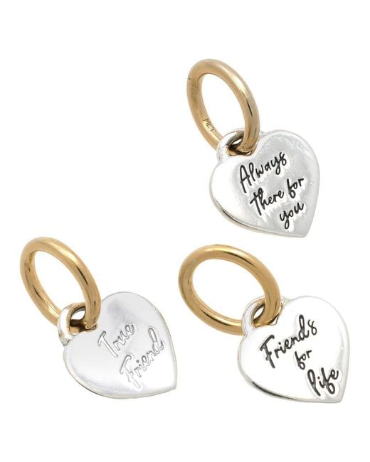 Pandora Metallic Sterling Two-Tone Splittable Friendship Triple Dangle Charm